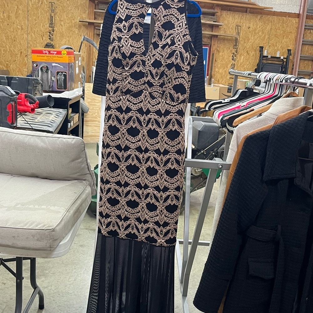 Elegant Black and Cream Dress